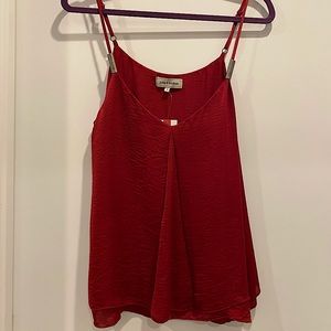 June & Hudson Crushed Satin Double Layer Red Tank